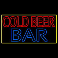Cold Beer Bar With Yellow Border Neonskylt