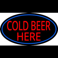 Cold Beer Here With Blue Border Neonskylt