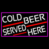 Cold Beer Served Here With Pink Border Neonskylt