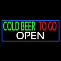 Cold Beer To Go With Blue Border Neonskylt
