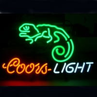 Coors Chameleon Öl Bar Öppet Neonskylt