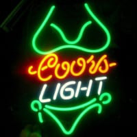 Coors Green Bikini Öl Bar Öppet Neonskylt