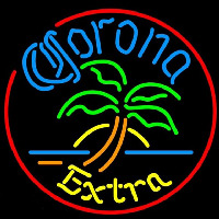 Corona E tra Circle Palm Tree Beer Sign Neonskylt