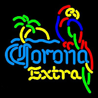 Corona E tra Parrot With Palm Beer Sign Neonskylt