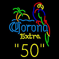 Corona E tra Parrot with Palm 50 Beer Sign Neonskylt