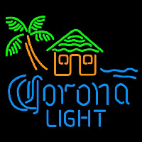 Corona Light Tiki Hut w Palm Tree Beer Sign Neonskylt