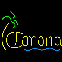 Corona Single Palm Tree With Wave Beer Sign Neonskylt