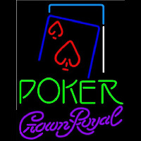 Crown Royal Green Poker Red Heart Beer Sign Neonskylt