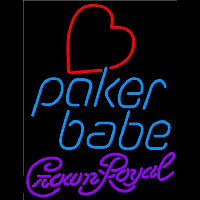 Crown Royal Poker Girl Heart Babe Beer Sign Neonskylt