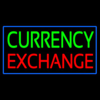 Currency E change Blue Border Neonskylt