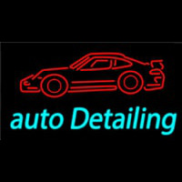 Cursive Auto Detailing With Car Logo Neonskylt