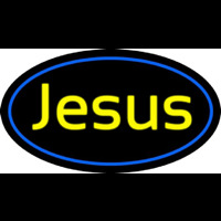 Cursive Blue Jesus Neonskylt