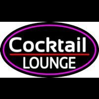 Cursive Cocktail Lounge Oval With Pink Border Neonskylt
