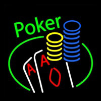 Cursive Green Poker Neonskylt