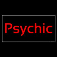 Cursive Red Psychic White Border Neonskylt
