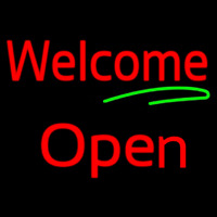 Cursive Welcome Open Neonskylt