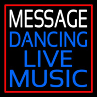 Custom Block Blue Live Music Dancing Red Border Neonskylt