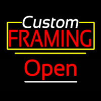 Custom Framing Open Yellow Line Neonskylt