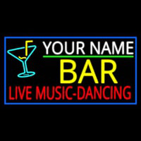 Custom Red Live Music Dancing Yellow Bar And Blue Border Neonskylt