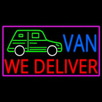Custom We Deliver Van With Pink Border Neonskylt