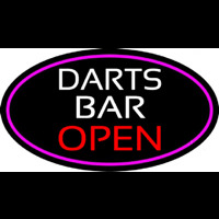 Dart Bar Open Oval With Pink Border Neonskylt