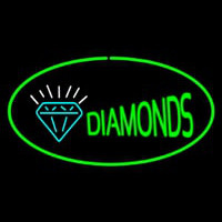 Diamonds Logo Green Oval Neonskylt