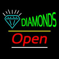Diamonds Logo Open Yellow Line Neonskylt