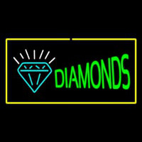 Diamonds Logo Yellow Rectangle Neonskylt