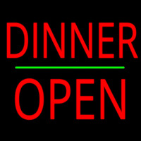 Dinner Block Open Green Line Neonskylt