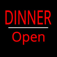 Dinner Open White Line Neonskylt