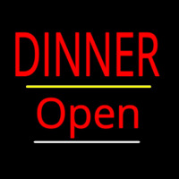 Dinner Open Yellow Line Neonskylt