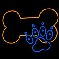 Dog Bone Blue Dog Paw Neonskylt