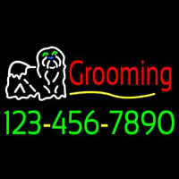 Dog Logo Grooming Phone Number Neonskylt