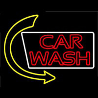 Double Stroke Car Wash With Arrow Neonskylt