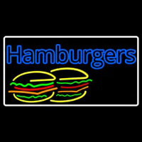 Double Stroke Hamburgers White Border Neonskylt