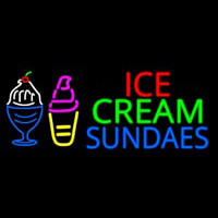 Double Stroke Ice Cream Sundaes Neonskylt