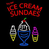 Double Stroke Ice Cream Sundaes Neonskylt