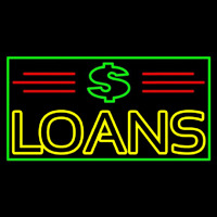 Double Stroke Loans With Dollar Logo And Border And Lines Neonskylt