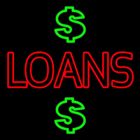 Double Stroke Loans With Dollar Logo Neonskylt