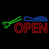 Double Stroke Open With Scissor And Comb Neonskylt