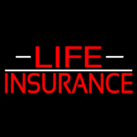 Double Stroke Red Life Insurance With White Lines Neonskylt