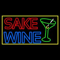 Double Stroke Sake Wine With Glass 1 Neonskylt