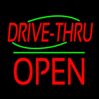 Drive Thru Block Open Green Line Neonskylt