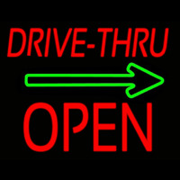 Drive Thru Block Open With Green Arrow Neonskylt