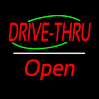 Drive Thru Open White Line Neonskylt