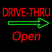 Drive Thru Open With Arrow Neonskylt