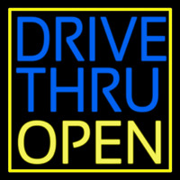 Drive Thru Open With Yellow Border Neonskylt