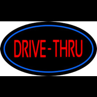 Drive Thru Oval Blue Neonskylt