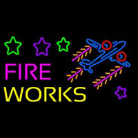 Fire Work Cartoon Logo 2 Neonskylt