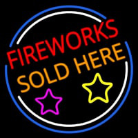 Fireworks Sold Here Circle Neonskylt